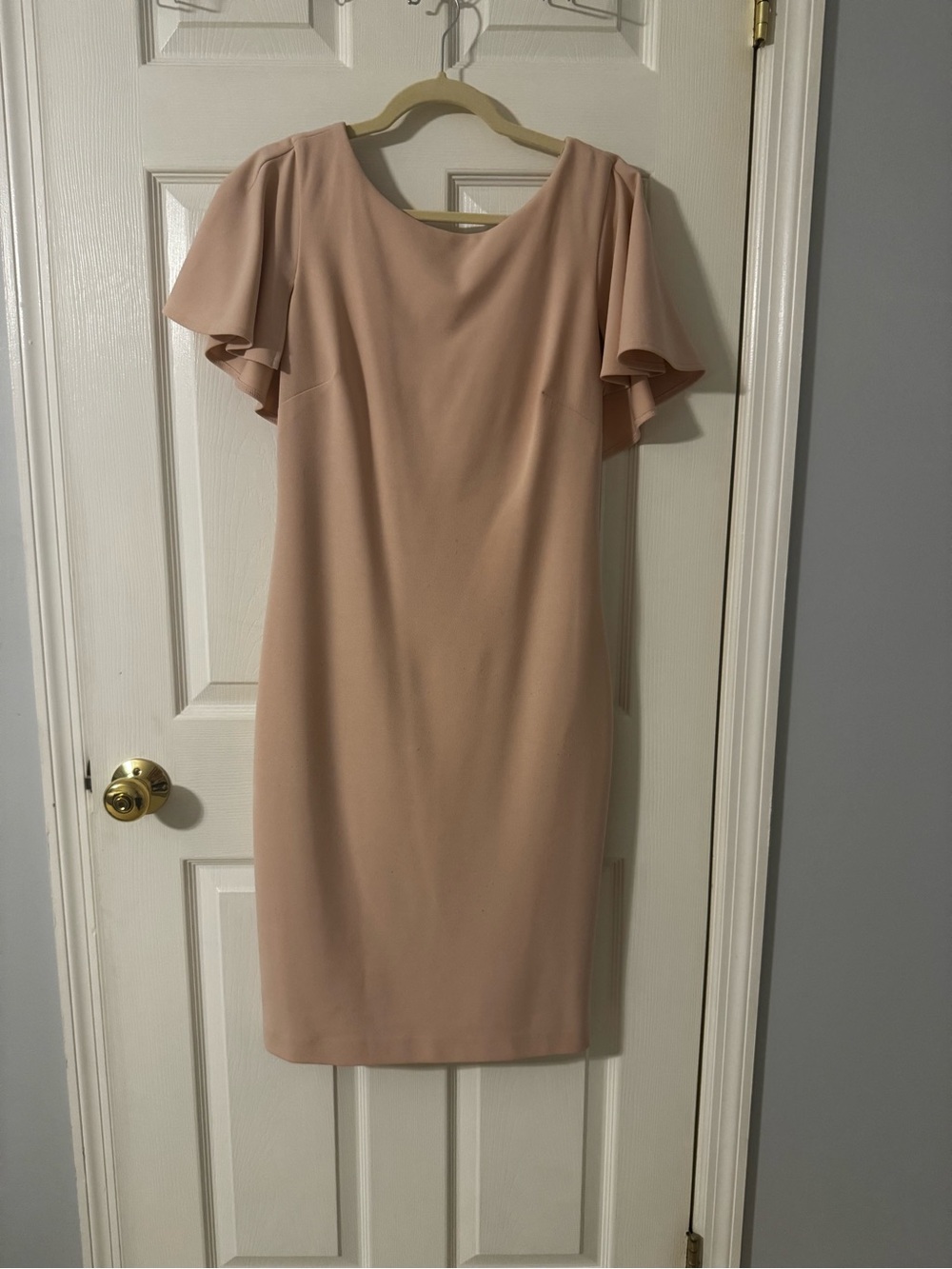 Calvin Klein Soft Blush Flutter-Sleeve Midi Dress